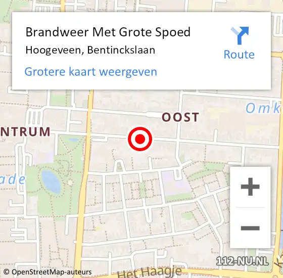 Locatie op kaart van de 112 melding: Brandweer Met Grote Spoed Naar Hoogeveen, Bentinckslaan op 15 juni 2017 05:03