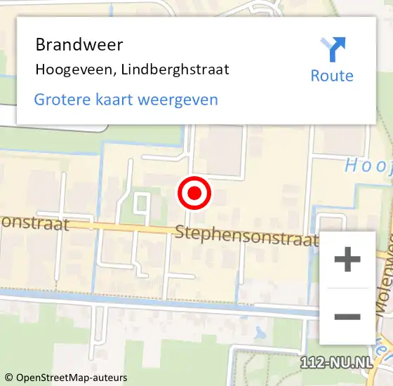 Locatie op kaart van de 112 melding: Brandweer Hoogeveen, Lindberghstraat op 15 juni 2017 06:46