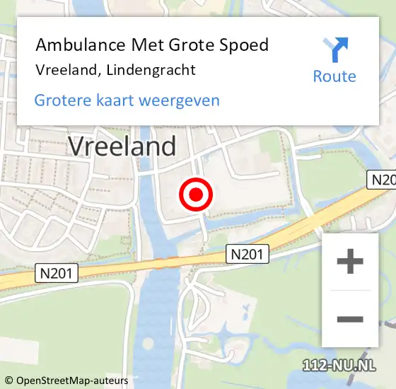 Locatie op kaart van de 112 melding: Ambulance Met Grote Spoed Naar Vreeland, Lindengracht op 15 juni 2017 07:02