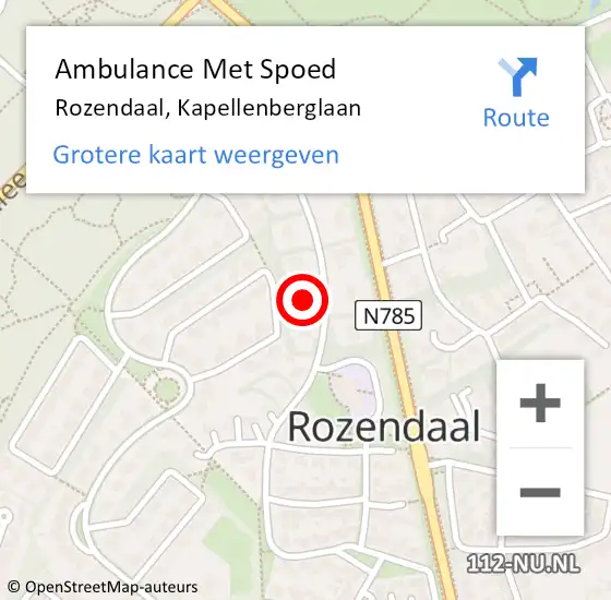 Locatie op kaart van de 112 melding: Ambulance Met Spoed Naar Rozendaal, Kapellenberglaan op 15 juni 2017 07:24