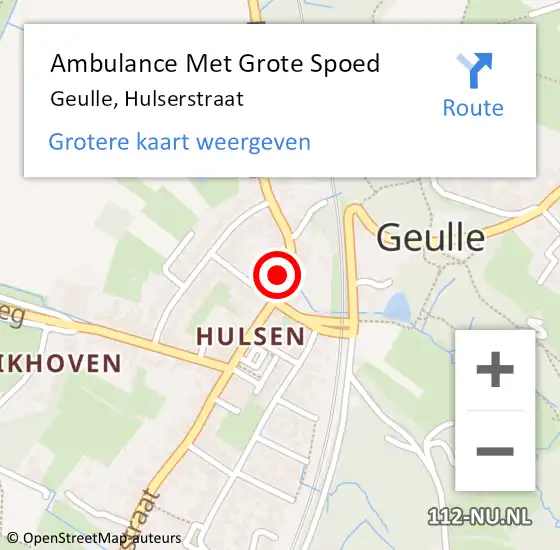 Locatie op kaart van de 112 melding: Ambulance Met Grote Spoed Naar Geulle, Hulserstraat op 23 januari 2014 20:40