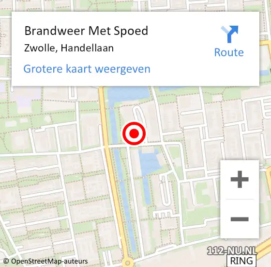 Locatie op kaart van de 112 melding: Brandweer Met Spoed Naar Zwolle, Handellaan op 15 juni 2017 08:44