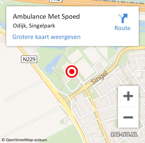 Locatie op kaart van de 112 melding: Ambulance Met Spoed Naar Odijk, Singelpark op 15 juni 2017 08:52