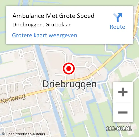 Locatie op kaart van de 112 melding: Ambulance Met Grote Spoed Naar Driebruggen, Gruttolaan op 23 januari 2014 20:44