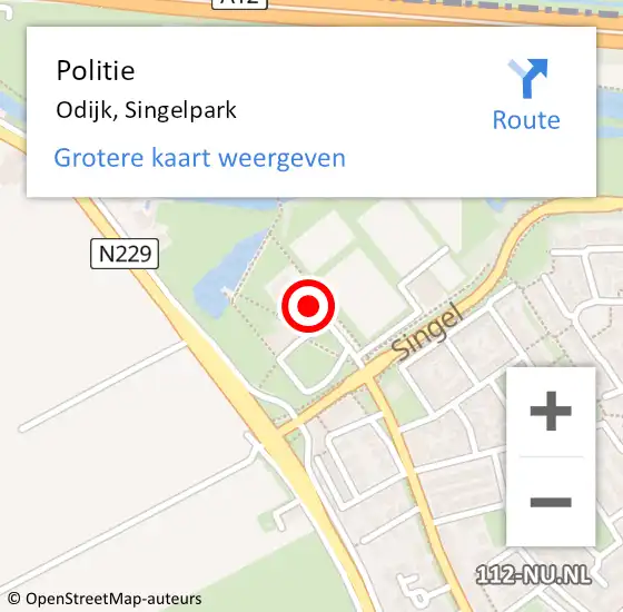 Locatie op kaart van de 112 melding: Politie Odijk, Singelpark op 15 juni 2017 08:59