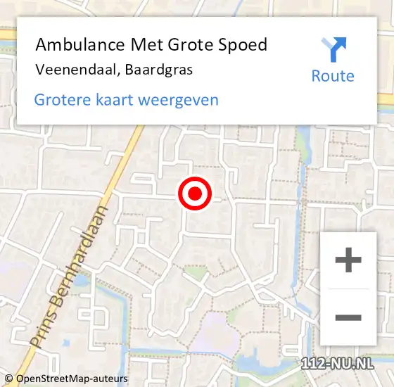 Locatie op kaart van de 112 melding: Ambulance Met Grote Spoed Naar Veenendaal, Baardgras op 15 juni 2017 10:00