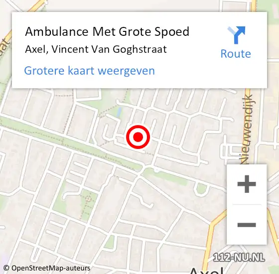 Locatie op kaart van de 112 melding: Ambulance Met Grote Spoed Naar Axel, Vincent Van Goghstraat op 15 juni 2017 10:23