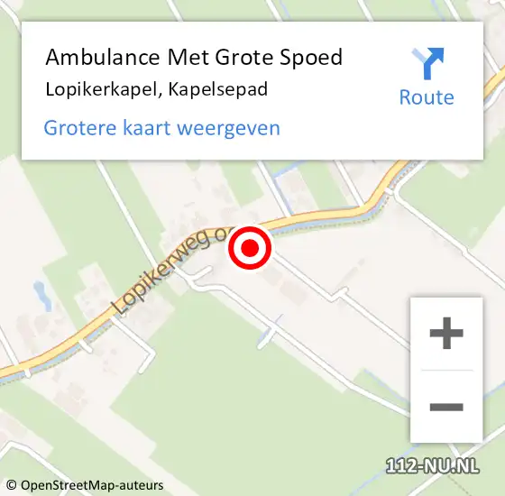 Locatie op kaart van de 112 melding: Ambulance Met Grote Spoed Naar Lopikerkapel, Kapelsepad op 15 juni 2017 10:28