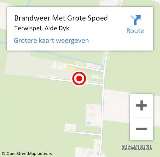 Locatie op kaart van de 112 melding: Brandweer Met Grote Spoed Naar Terwispel, Alde Dyk op 15 juni 2017 10:41