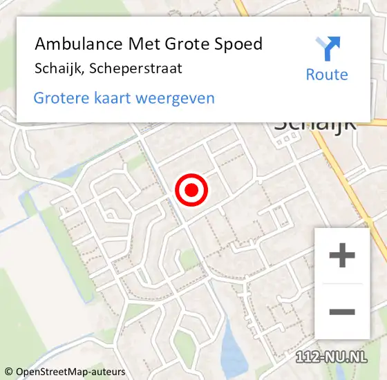 Locatie op kaart van de 112 melding: Ambulance Met Grote Spoed Naar Schaijk, Scheperstraat op 15 juni 2017 10:42