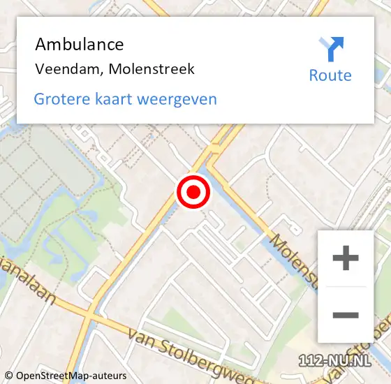 Locatie op kaart van de 112 melding: Ambulance Veendam, Molenstreek op 15 juni 2017 12:15