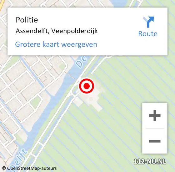 Locatie op kaart van de 112 melding: Politie Assendelft, Veenpolderdijk op 15 juni 2017 12:15