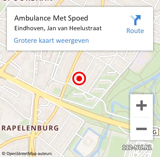 Locatie op kaart van de 112 melding: Ambulance Met Spoed Naar Eindhoven, Jan van Heelustraat op 15 juni 2017 12:17