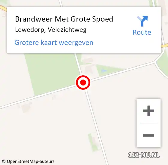 Locatie op kaart van de 112 melding: Brandweer Met Grote Spoed Naar Lewedorp, Veldzichtweg op 15 juni 2017 12:57