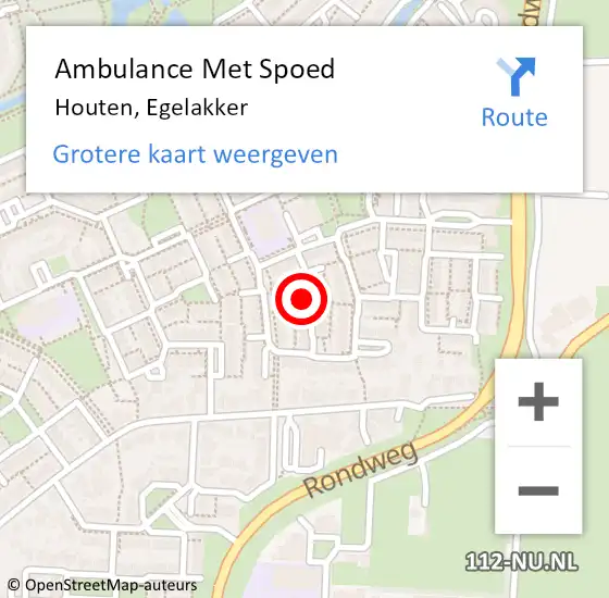 Locatie op kaart van de 112 melding: Ambulance Met Spoed Naar Houten, Egelakker op 15 juni 2017 13:46