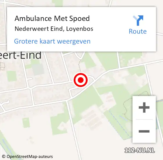 Locatie op kaart van de 112 melding: Ambulance Met Spoed Naar Nederweert Eind, Loyenbos op 15 juni 2017 14:07