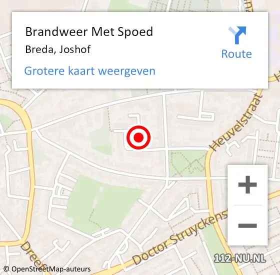 Locatie op kaart van de 112 melding: Brandweer Met Spoed Naar Breda, Joshof op 15 juni 2017 14:20