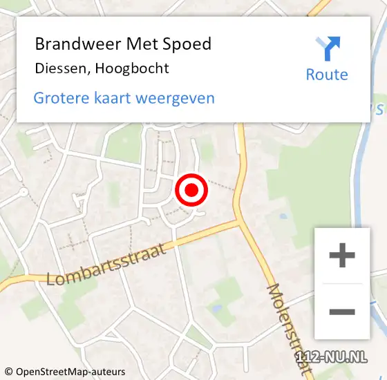 Locatie op kaart van de 112 melding: Brandweer Met Spoed Naar Diessen, Hoogbocht op 15 juni 2017 14:28