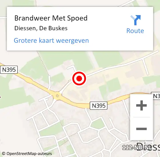 Locatie op kaart van de 112 melding: Brandweer Met Spoed Naar Diessen, De Buskes op 15 juni 2017 14:28