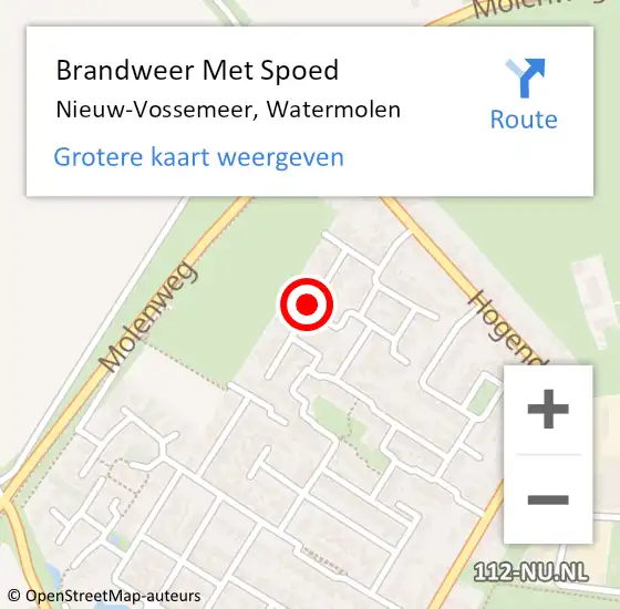 Locatie op kaart van de 112 melding: Brandweer Met Spoed Naar Nieuw-Vossemeer, Watermolen op 15 juni 2017 14:45