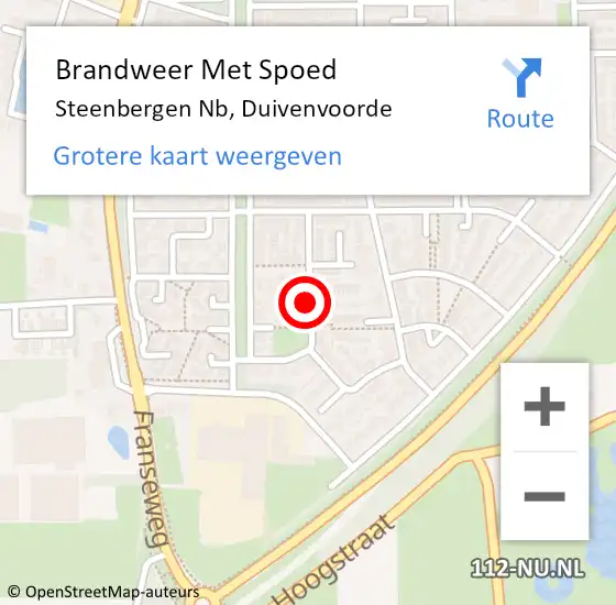 Locatie op kaart van de 112 melding: Brandweer Met Spoed Naar Steenbergen Nb, Duivenvoorde op 15 juni 2017 14:46