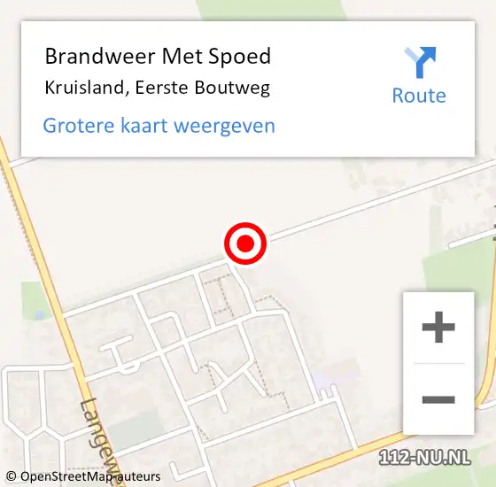 Locatie op kaart van de 112 melding: Brandweer Met Spoed Naar Kruisland, Eerste Boutweg op 15 juni 2017 14:46