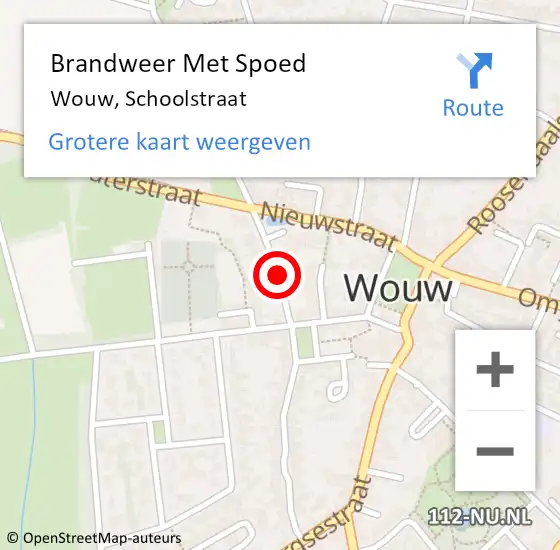 Locatie op kaart van de 112 melding: Brandweer Met Spoed Naar Wouw, Schoolstraat op 15 juni 2017 14:47