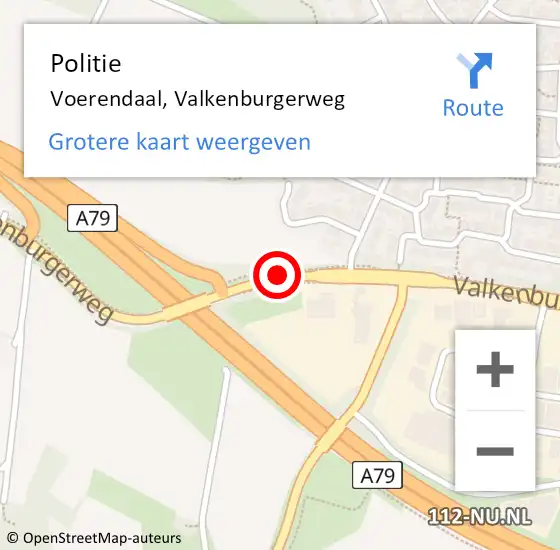 Locatie op kaart van de 112 melding: Politie Voerendaal, Valkenburgerweg op 15 juni 2017 14:55