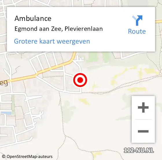 Locatie op kaart van de 112 melding: Ambulance Egmond aan Zee, Plevierenlaan op 15 juni 2017 14:56