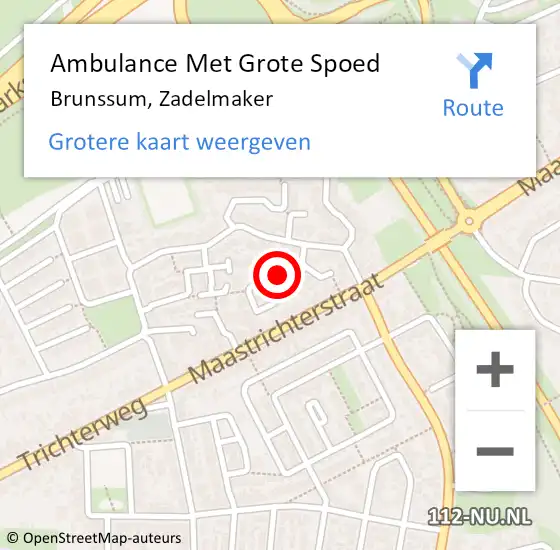 Locatie op kaart van de 112 melding: Ambulance Met Grote Spoed Naar Brunssum, Zadelmaker op 23 januari 2014 22:09