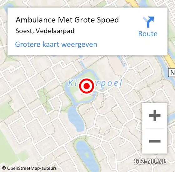 Locatie op kaart van de 112 melding: Ambulance Met Grote Spoed Naar Soest, Vedelaarpad op 15 juni 2017 15:11