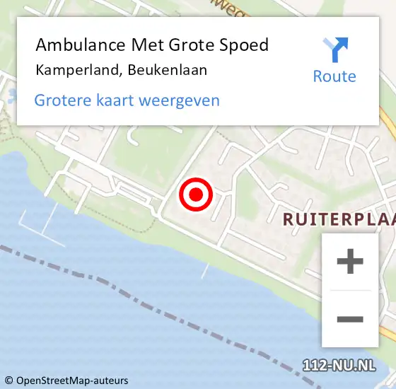 Locatie op kaart van de 112 melding: Ambulance Met Grote Spoed Naar Kamperland, Beukenlaan op 15 juni 2017 15:23