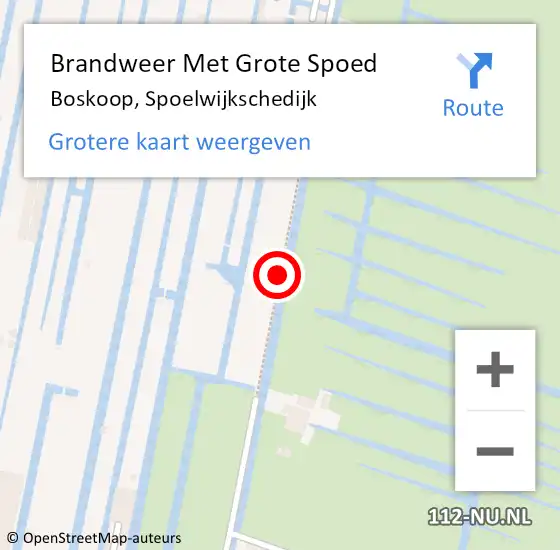 Locatie op kaart van de 112 melding: Brandweer Met Grote Spoed Naar Boskoop, Spoelwijkschedijk op 15 juni 2017 15:29