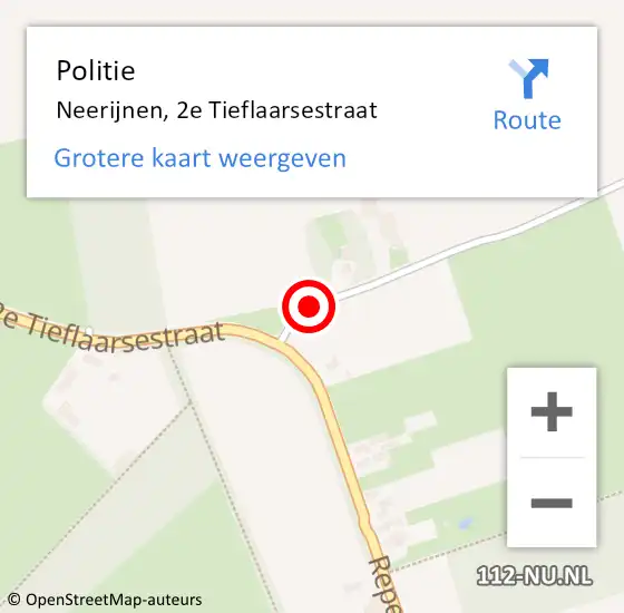 Locatie op kaart van de 112 melding: Politie Neerijnen, 2e Tieflaarsestraat op 15 juni 2017 15:53