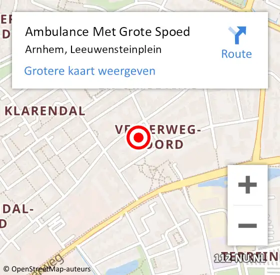 Locatie op kaart van de 112 melding: Ambulance Met Grote Spoed Naar Arnhem, Leeuwensteinplein op 15 juni 2017 15:58