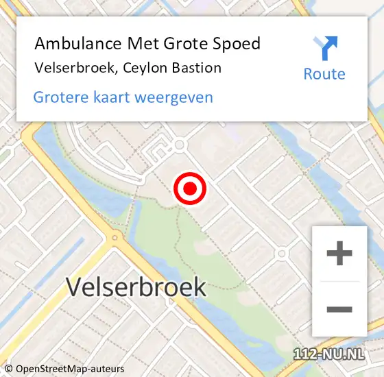 Locatie op kaart van de 112 melding: Ambulance Met Grote Spoed Naar Velserbroek, Ceylon Bastion op 15 juni 2017 16:01