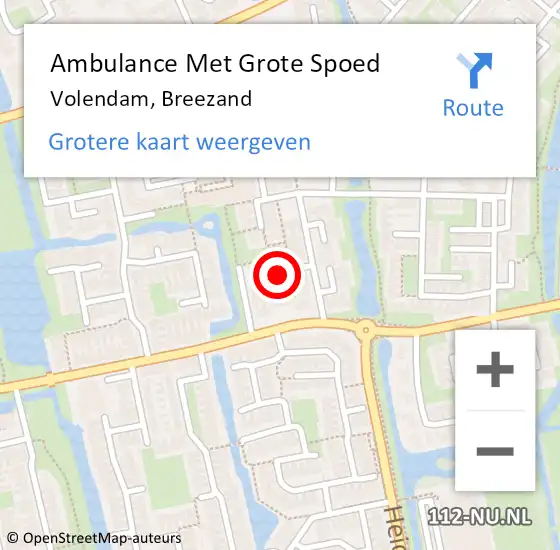 Locatie op kaart van de 112 melding: Ambulance Met Grote Spoed Naar Volendam, Breezand op 15 juni 2017 16:30