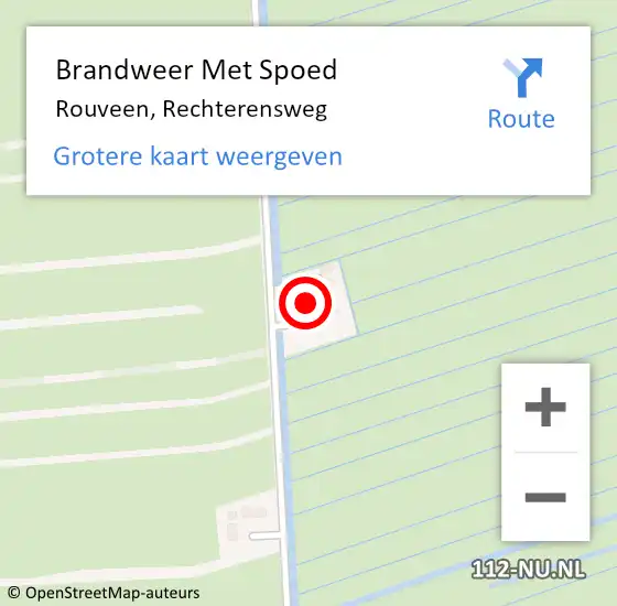 Locatie op kaart van de 112 melding: Brandweer Met Spoed Naar Rouveen, Rechterensweg op 15 juni 2017 16:42