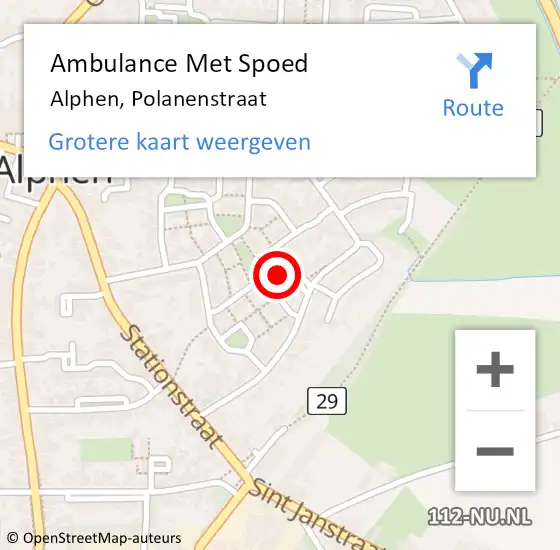 Locatie op kaart van de 112 melding: Ambulance Met Spoed Naar Alphen, Polanenstraat op 15 juni 2017 16:48