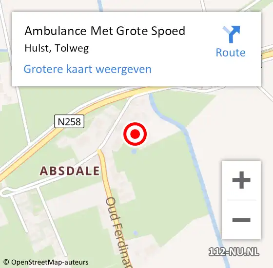 Locatie op kaart van de 112 melding: Ambulance Met Grote Spoed Naar Hulst, Tolweg op 15 juni 2017 17:31