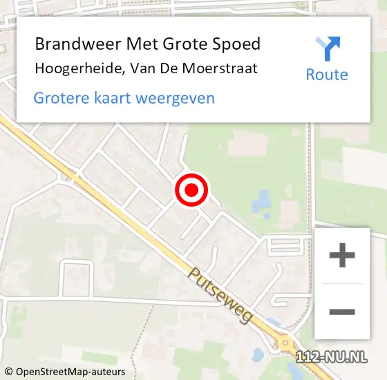 Locatie op kaart van de 112 melding: Brandweer Met Grote Spoed Naar Hoogerheide, Van De Moerstraat op 15 juni 2017 17:31