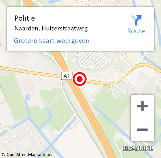 Locatie op kaart van de 112 melding: Politie Naarden, Huizerstraatweg op 15 juni 2017 17:43