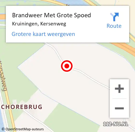 Locatie op kaart van de 112 melding: Brandweer Met Grote Spoed Naar Kruiningen, Kersenweg op 15 juni 2017 17:49