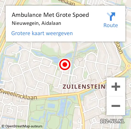 Locatie op kaart van de 112 melding: Ambulance Met Grote Spoed Naar Nieuwegein, Aidalaan op 15 juni 2017 17:56