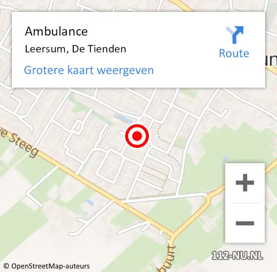 Locatie op kaart van de 112 melding: Ambulance Leersum, De Tienden op 15 juni 2017 18:09