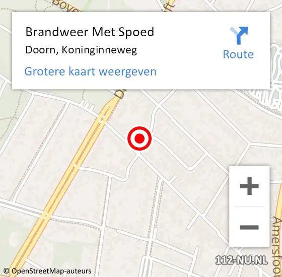 Locatie op kaart van de 112 melding: Brandweer Met Spoed Naar Doorn, Koninginneweg op 15 juni 2017 18:10