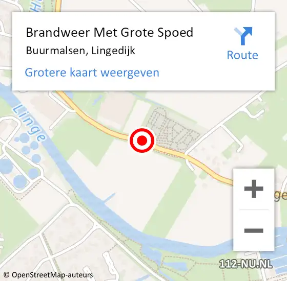 Locatie op kaart van de 112 melding: Brandweer Met Grote Spoed Naar Buurmalsen, Lingedijk op 15 juni 2017 18:15