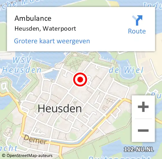 Locatie op kaart van de 112 melding: Ambulance Heusden, Waterpoort op 15 juni 2017 18:21