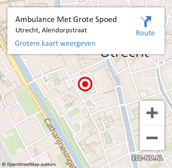 Locatie op kaart van de 112 melding: Ambulance Met Grote Spoed Naar Utrecht, Alendorpstraat op 15 juni 2017 18:53