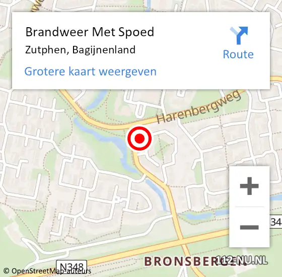 Locatie op kaart van de 112 melding: Brandweer Met Spoed Naar Zutphen, Bagijnenland op 15 juni 2017 19:32